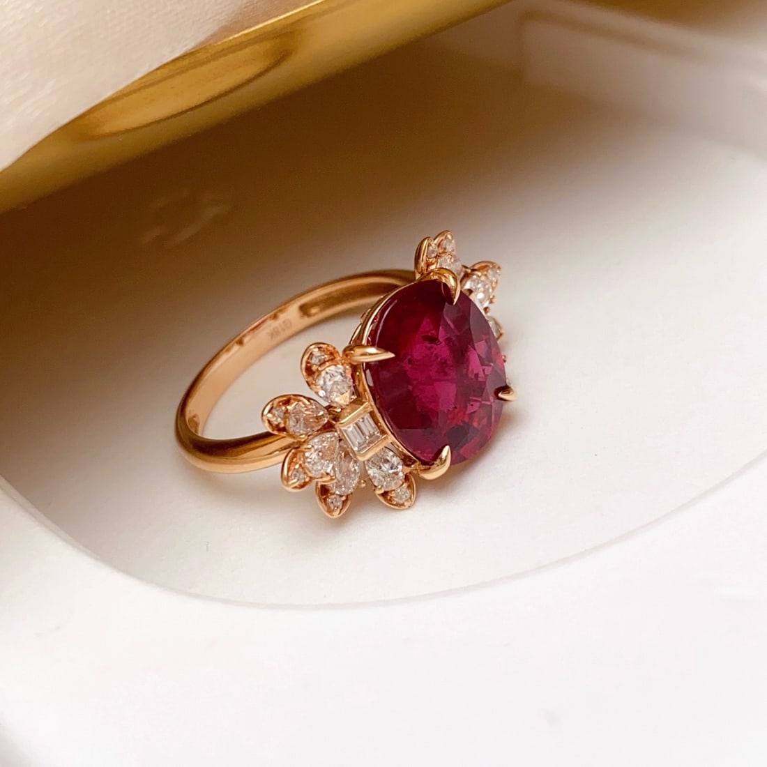 14k Gold 4.70 Ct Natural Tourmaline & Diamond Ring - 2
