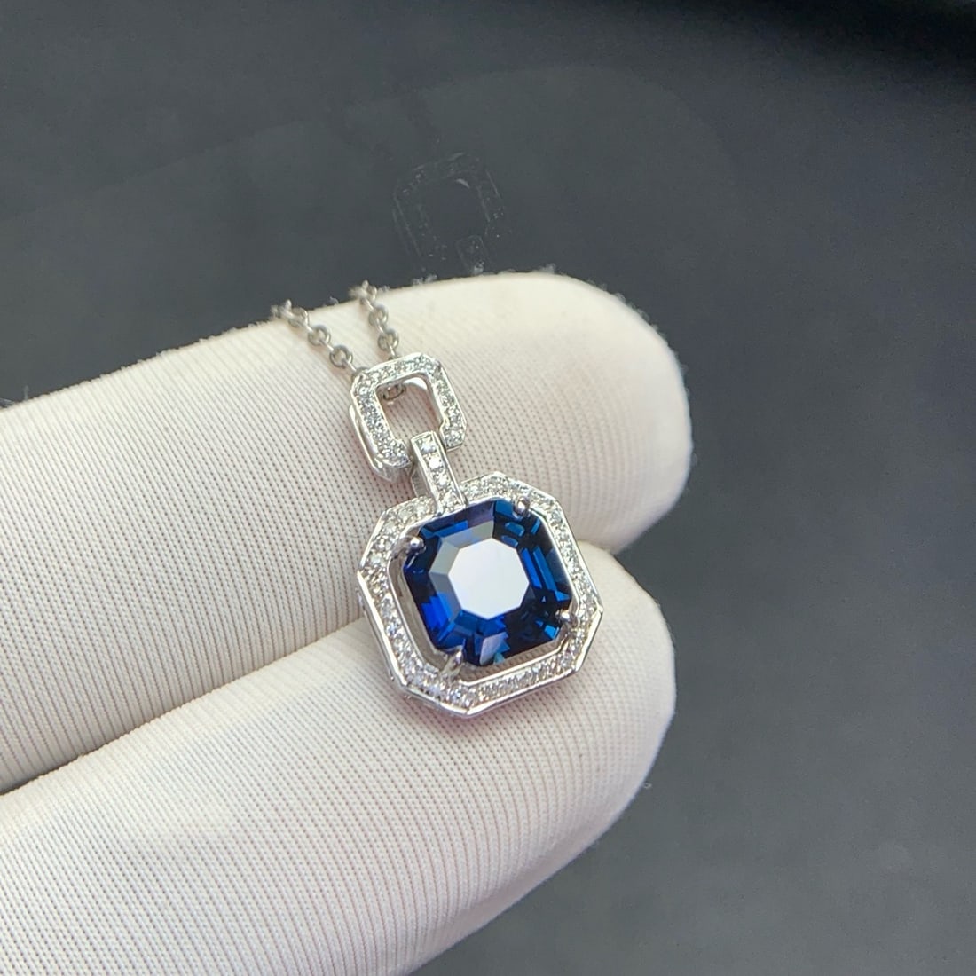 14k Gold 1.84 Ct Natural Sapphire & Diamond Pendant( Without Chain ) - 4