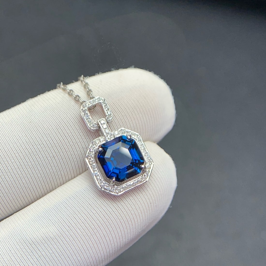 14k Gold 1.84 Ct Natural Sapphire & Diamond Pendant( Without Chain ) - 5