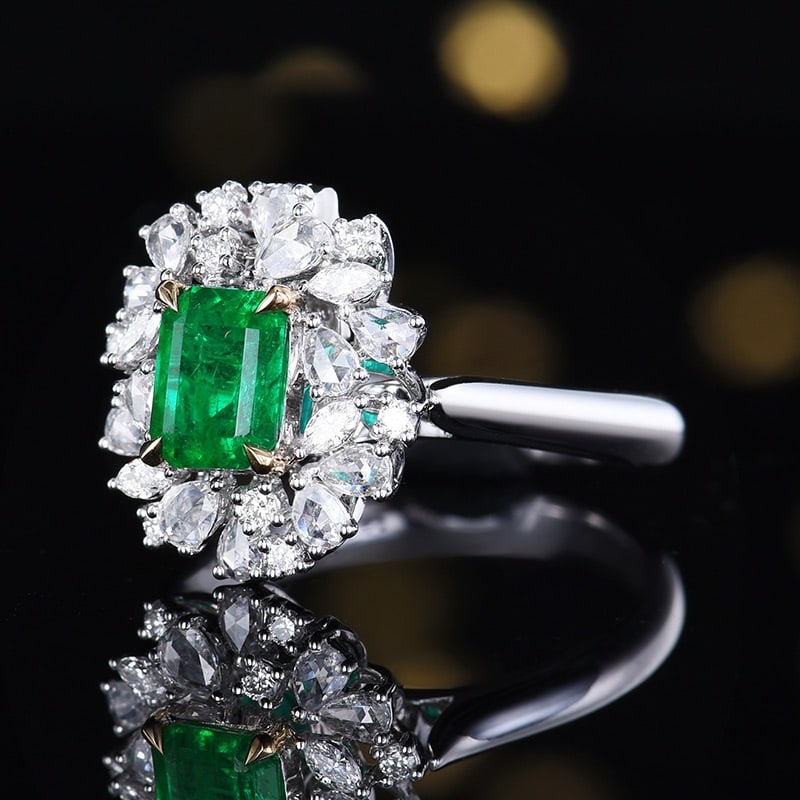 14k Gold 1.45 Ctw Vivid Green Natural Emerald & Diamond Ring/pendant( Without Chain ) - 2