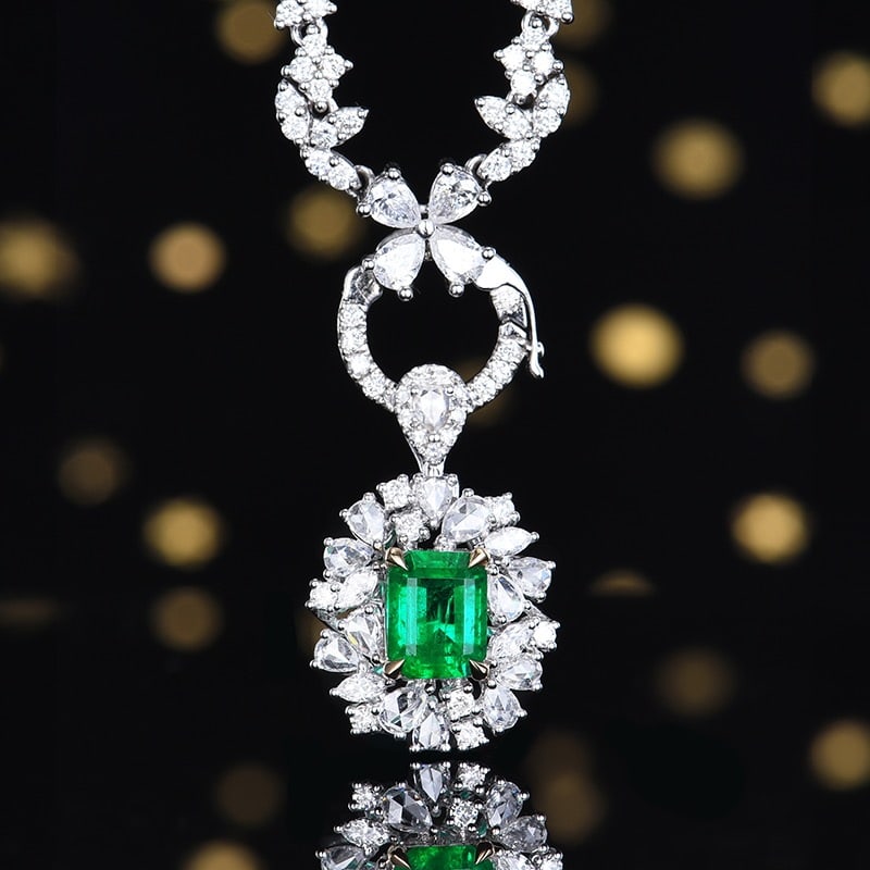 14k Gold 1.45 Ctw Vivid Green Natural Emerald & Diamond Ring/pendant( Without Chain ) - 4