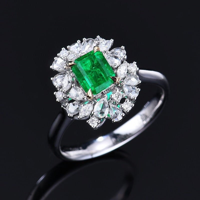 14k Gold 1.45 Ctw Vivid Green Natural Emerald & Diamond Ring/pendant( Without Chain ) - 6