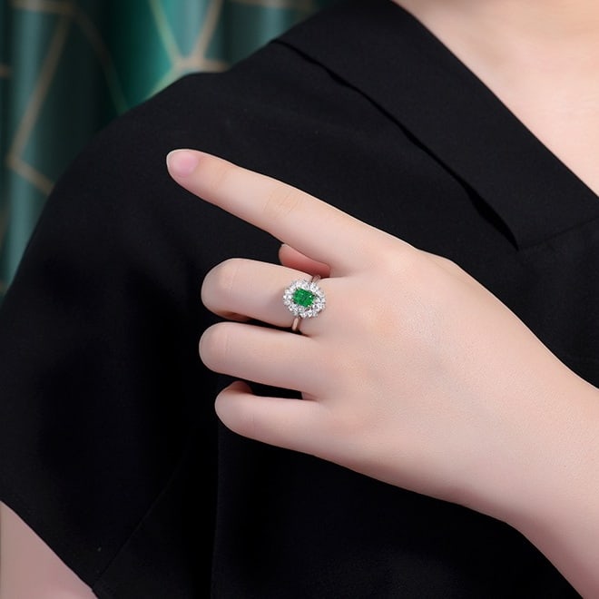 14k Gold 1.45 Ctw Vivid Green Natural Emerald & Diamond Ring/pendant( Without Chain ) - 8