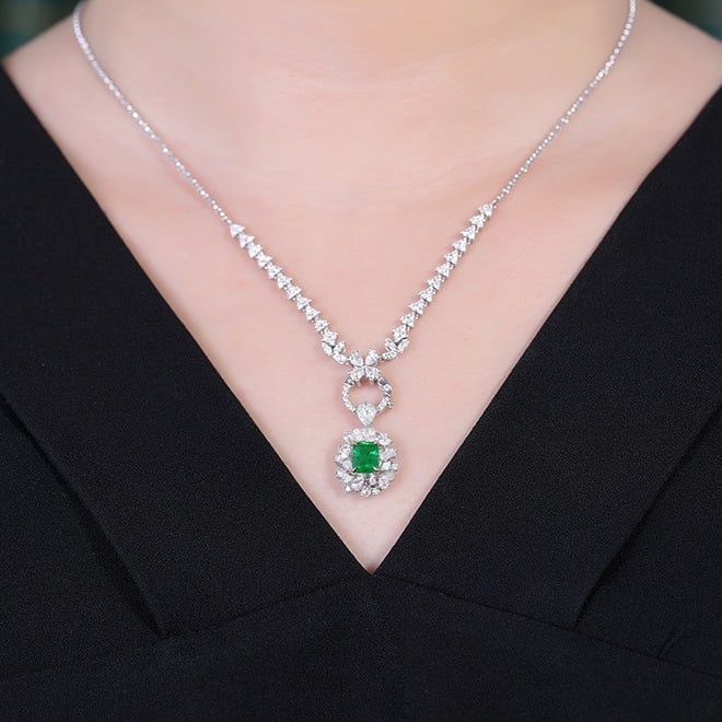 14k Gold 1.45 Ctw Vivid Green Natural Emerald & Diamond Ring/pendant( Without Chain ) - 9
