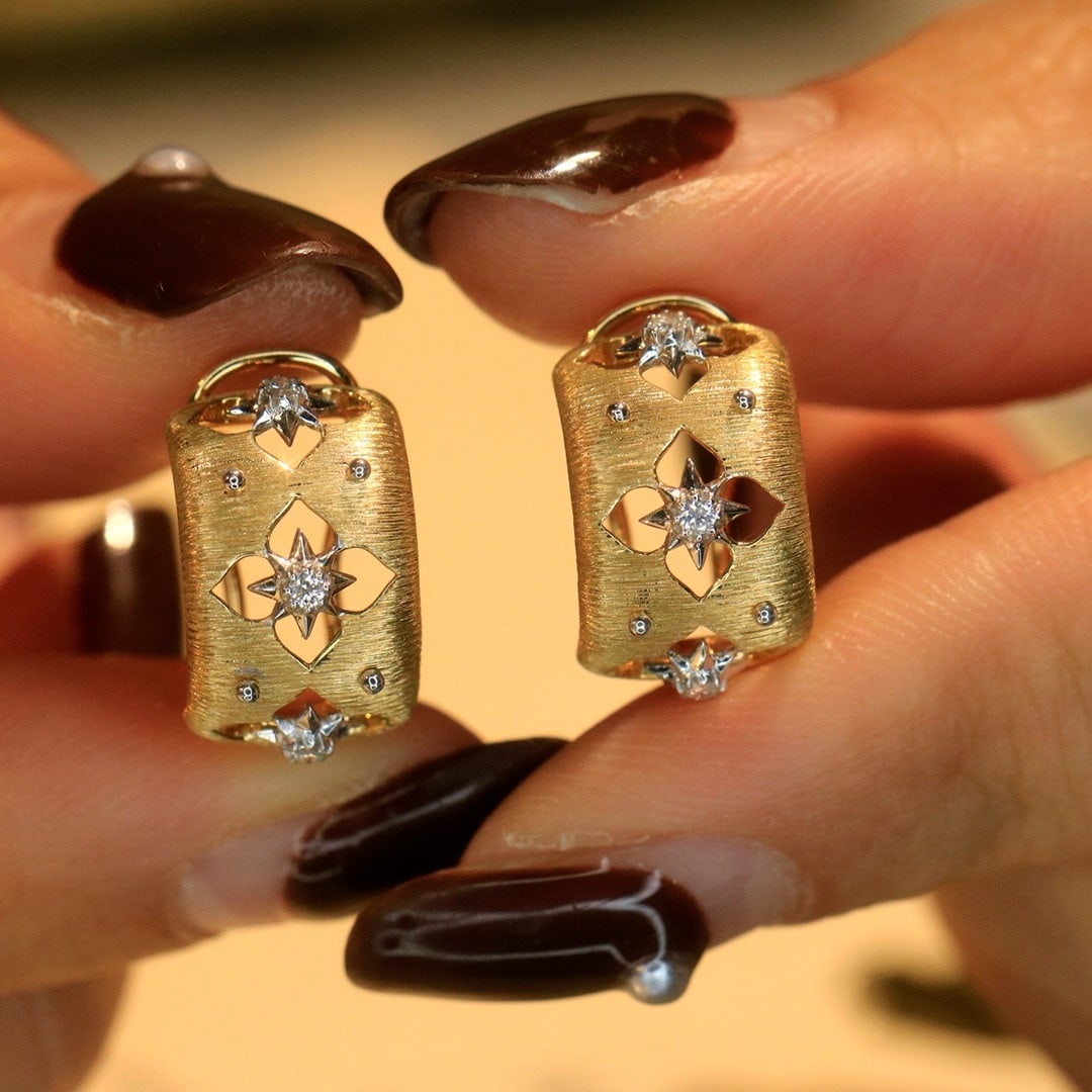 14k Gold 0.1 Ct Natural H Diamond Earrings - 3