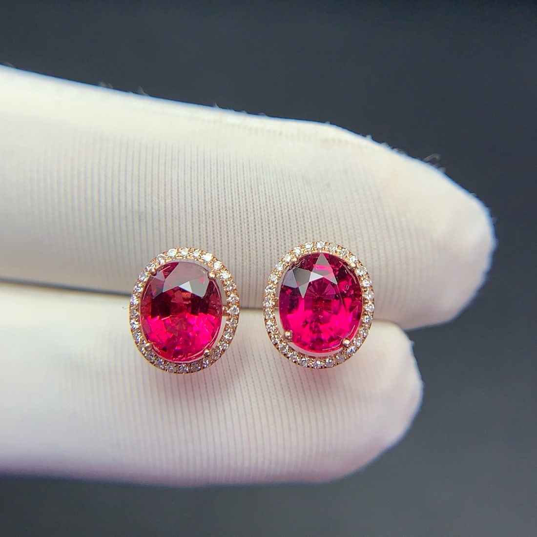 14k Gold 2.32 Ct Natural Tourmaline & Diamond Earrings - 2