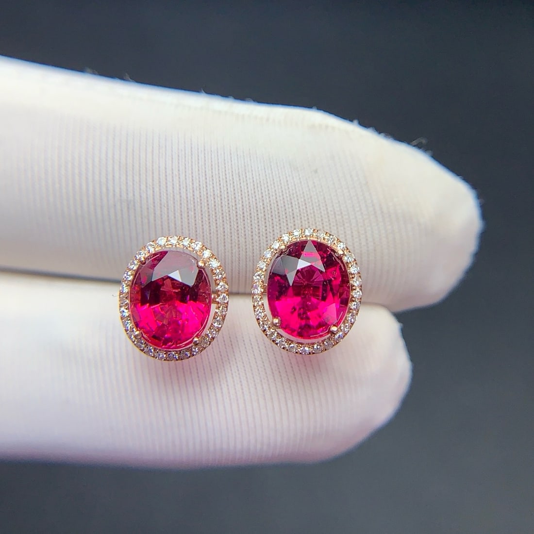 14k Gold 2.32 Ct Natural Tourmaline & Diamond Earrings - 3