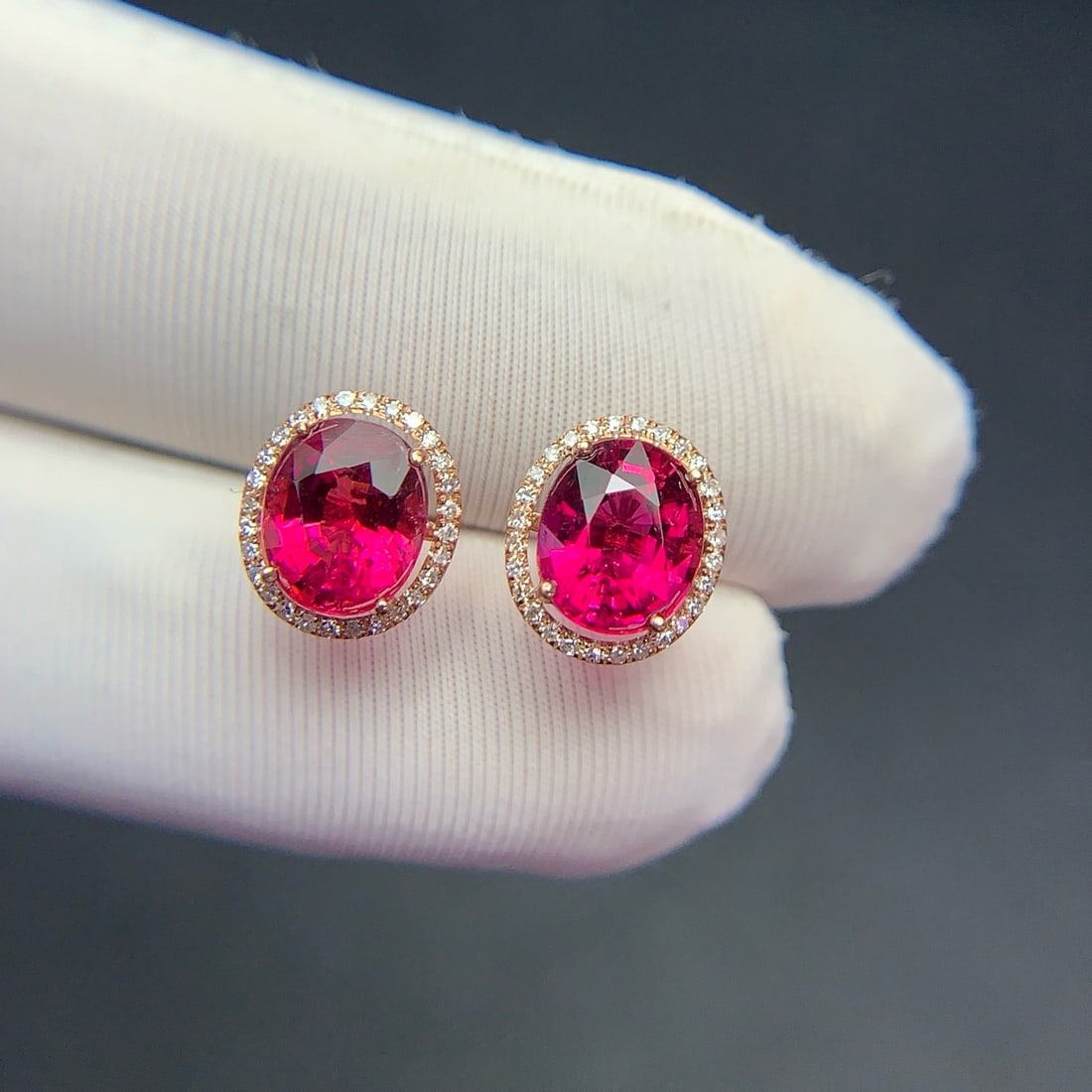 14k Gold 2.32 Ct Natural Tourmaline & Diamond Earrings - 4