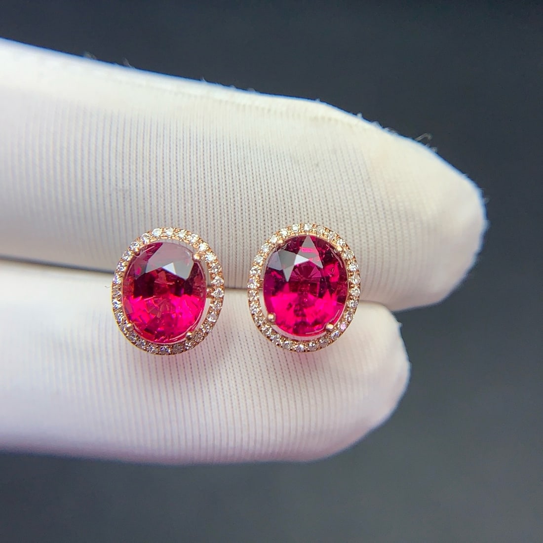 14k Gold 2.32 Ct Natural Tourmaline & Diamond Earrings - 6