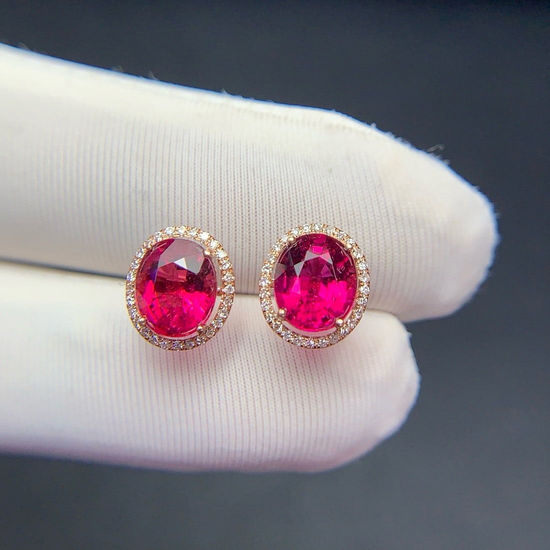 14k Gold 2.32 Ct Natural Tourmaline & Diamond Earrings - 7