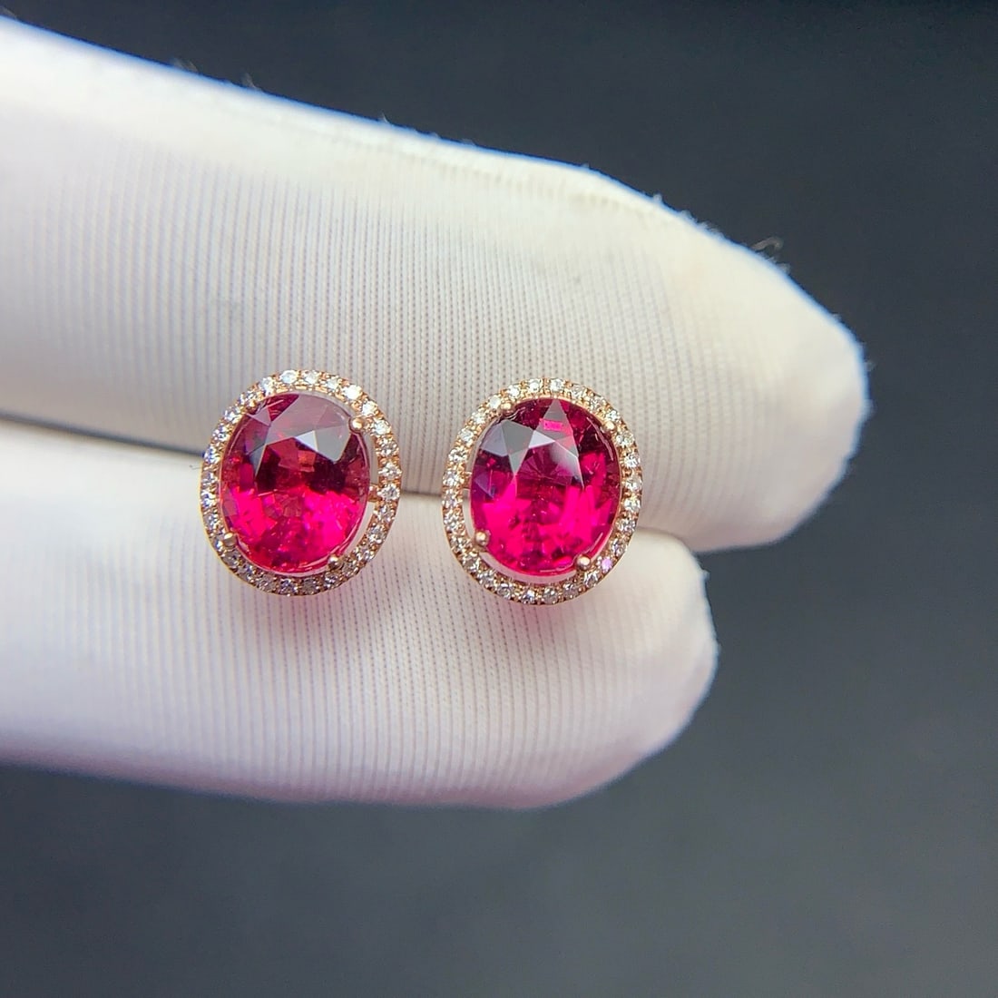 14k Gold 2.32 Ct Natural Tourmaline & Diamond Earrings - 8