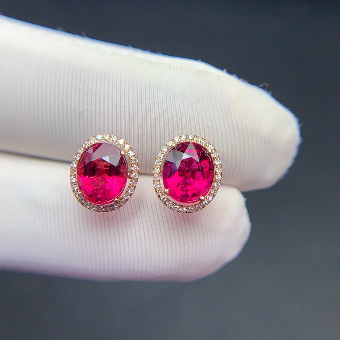 14k Gold 2.32 Ct Natural Tourmaline & Diamond Earrings - 9