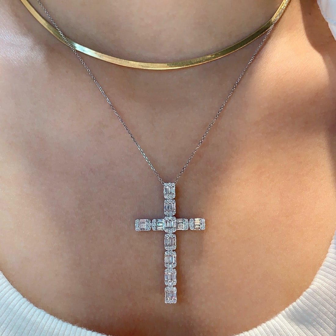 14k Gold 1 Ct Natural H Diamond Necklace - 7