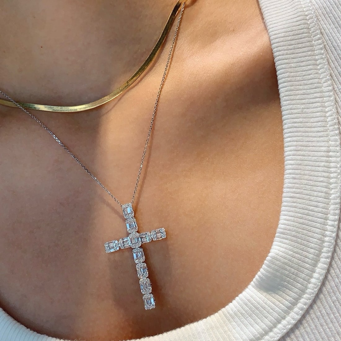 14k Gold 1 Ct Natural H Diamond Necklace - 8