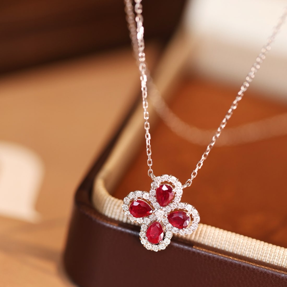 14k Gold 1.30 Ctw Natural Ruby & Diamond Necklace - 4