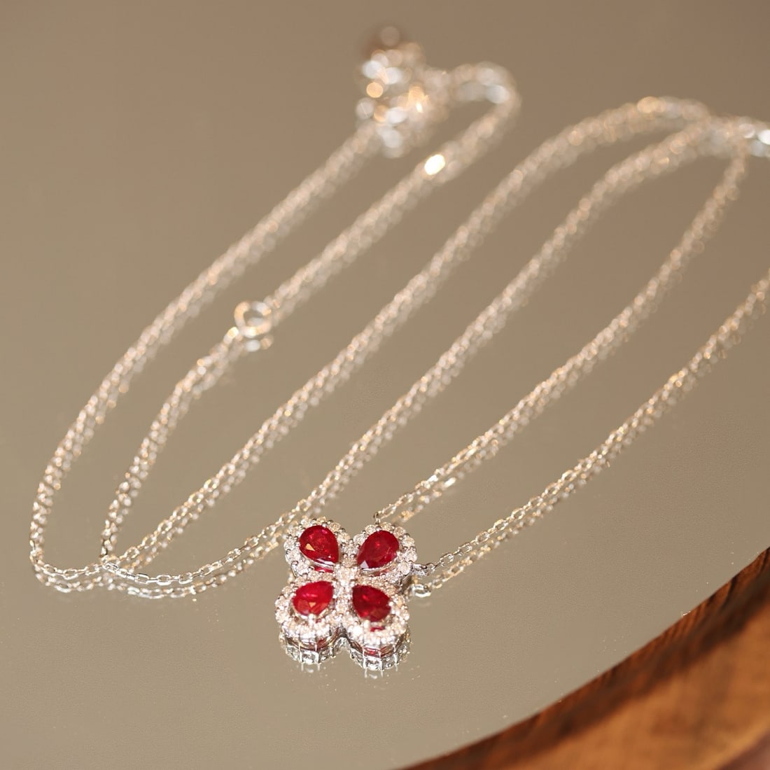 14k Gold 1.30 Ctw Natural Ruby & Diamond Necklace - 6