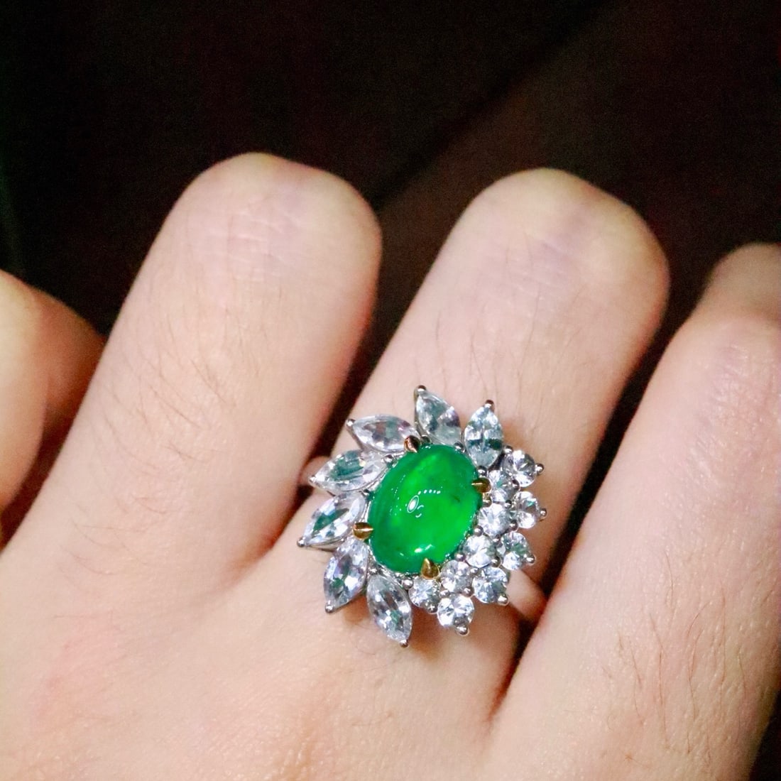 14k Gold 1.71 Ct Natural Emerald & Sapphire Ring - 5