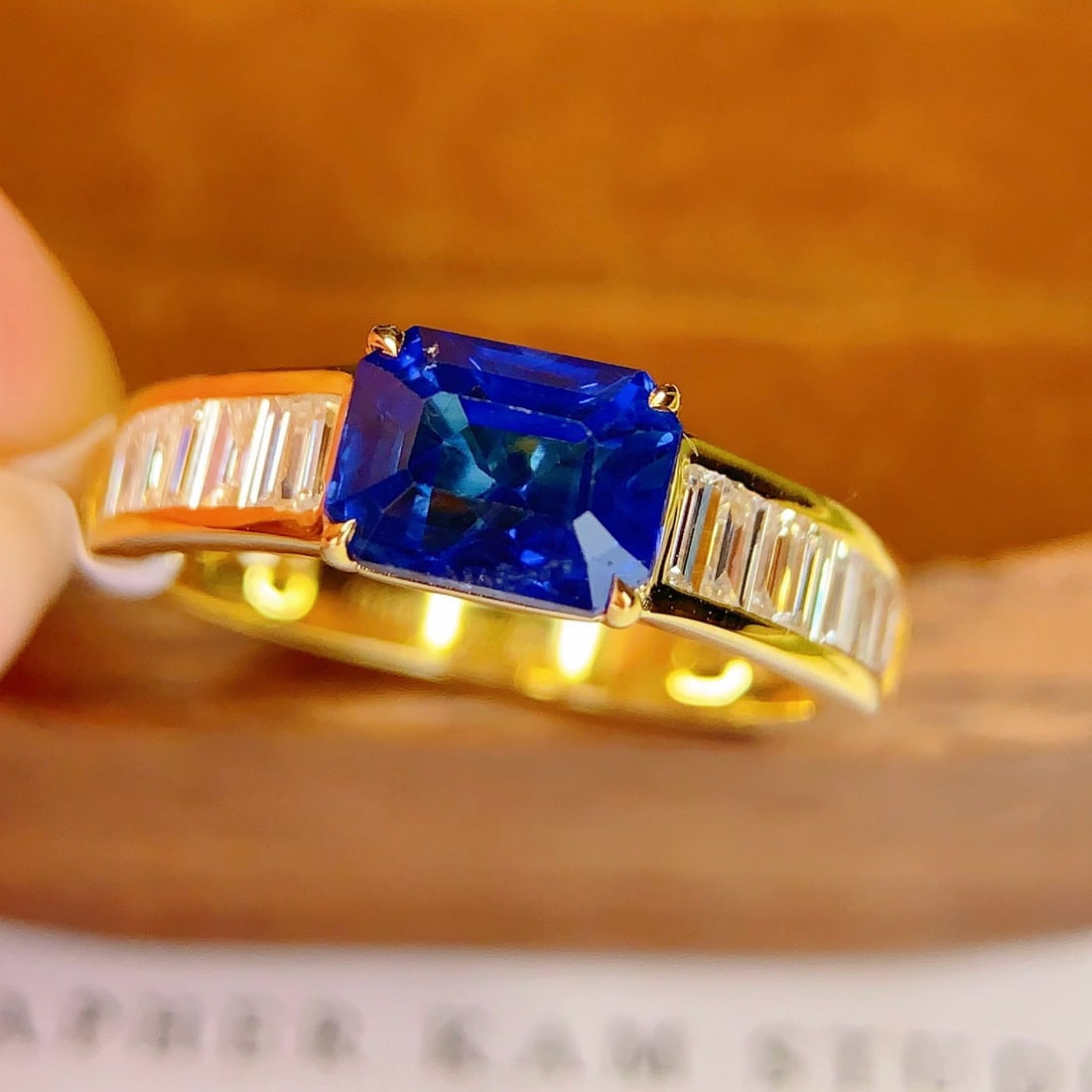 14k Gold 1.75 Ct Natural Sapphire & Diamond Ring (1 of 7)