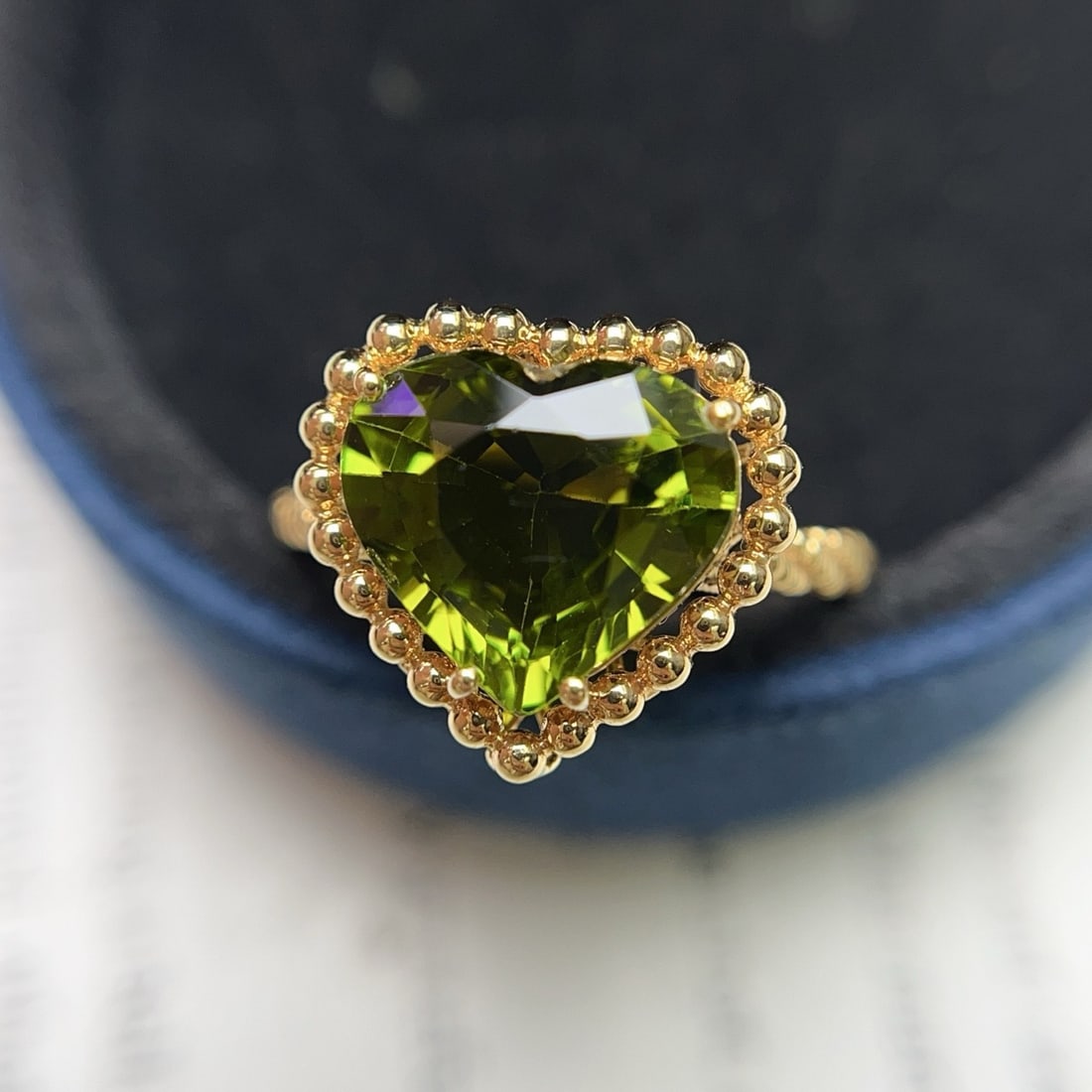 14k Gold 3.90 Ct Natural Tourmaline Ring: Ref:231164122 // gold content:14k gold // ring size:7. 25us // // main gemstone:tourmaline // shape:heart // carat weight:3. 90ct // color:green // treatment:natural // High Estimate: 5000 Condition: