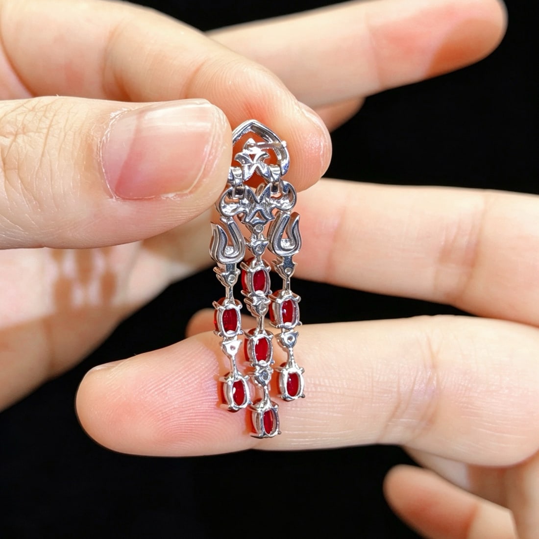 14k Gold 4.80 Ctw Vivid Red Natural Ruby & Diamond Earrings - 5
