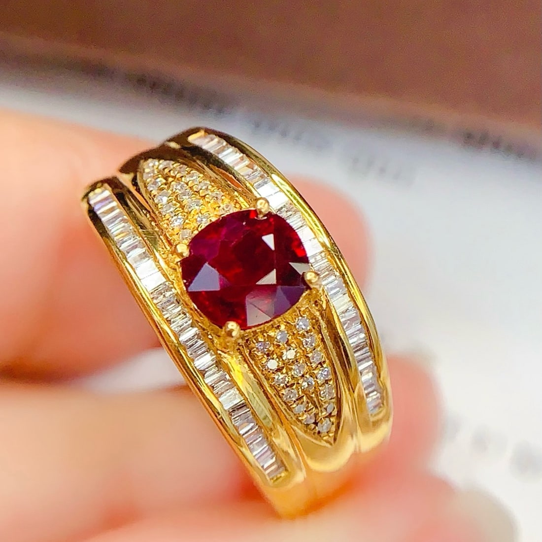 14k Gold 1 Ct Natural Ruby & Diamond Ring - 2