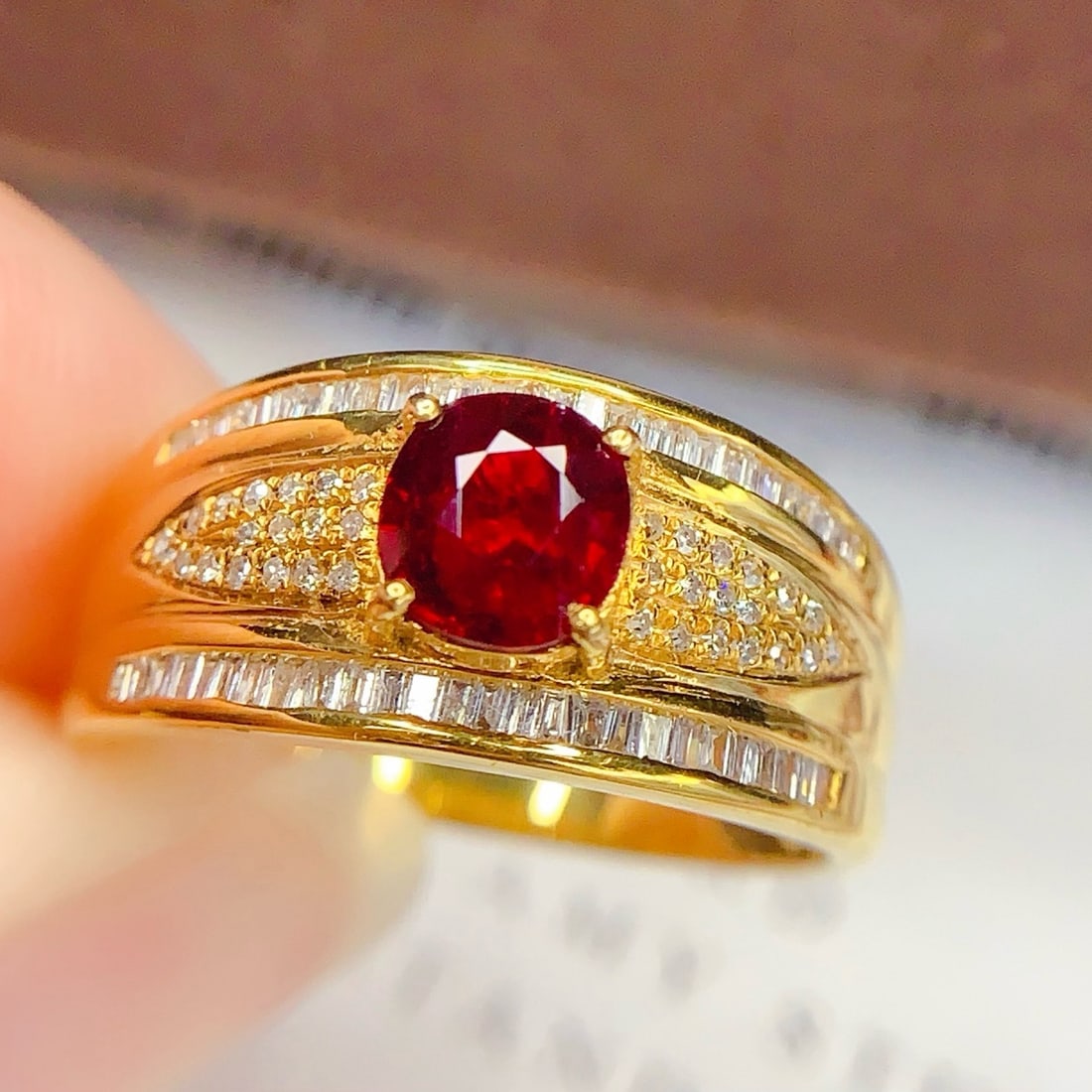 14k Gold 1 Ct Natural Ruby & Diamond Ring - 3