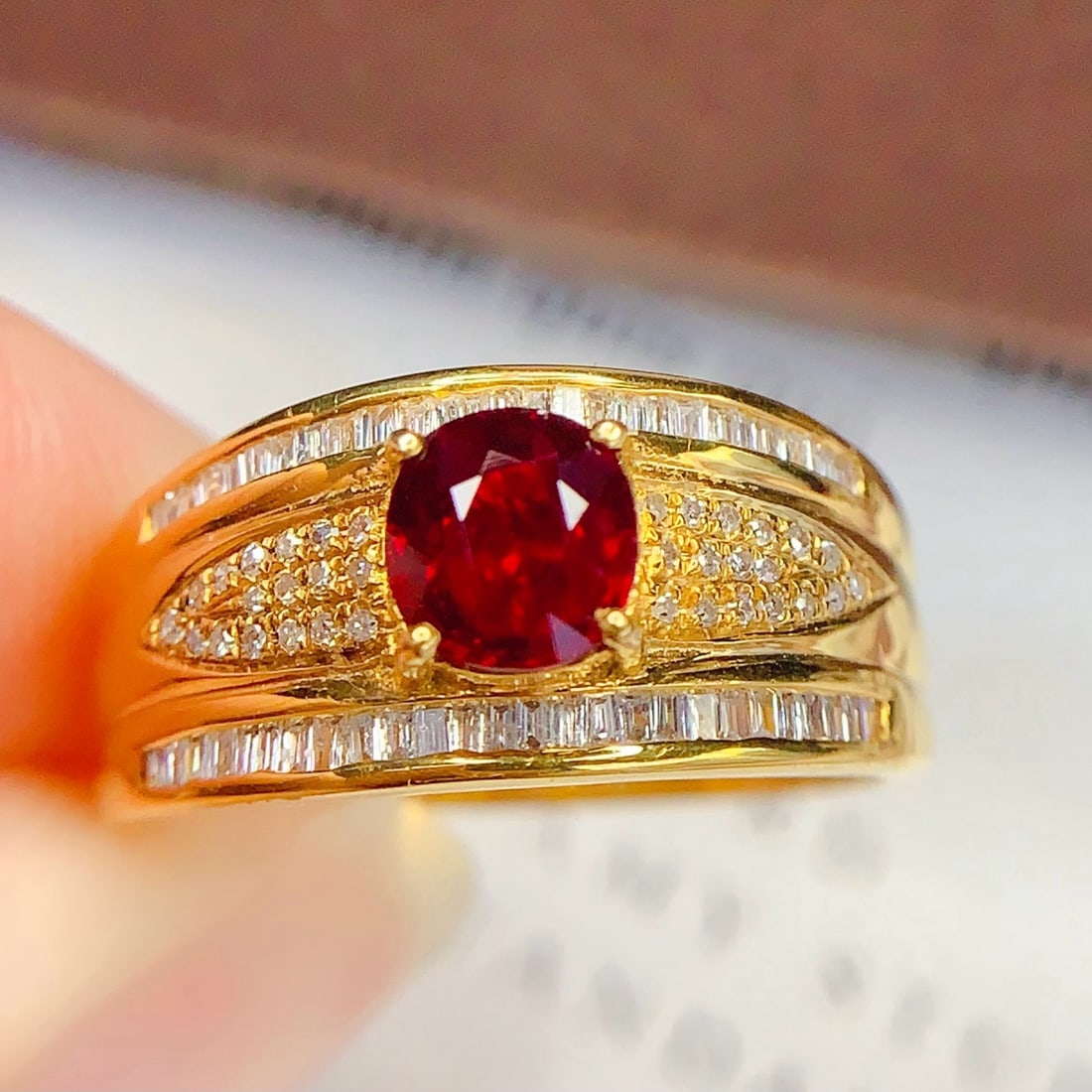14k Gold 1 Ct Natural Ruby & Diamond Ring - 4