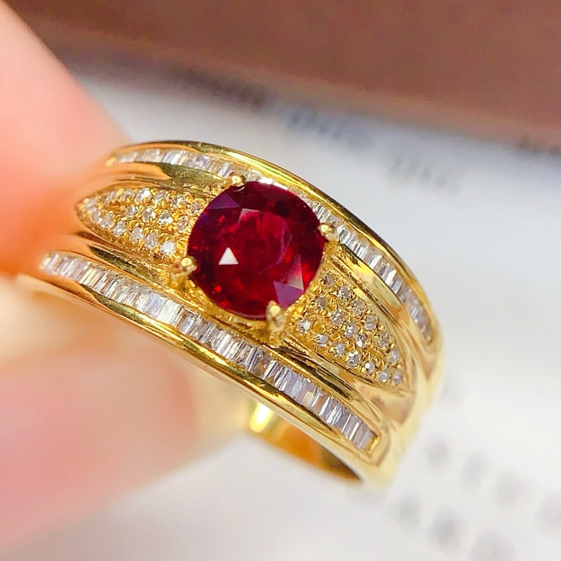 14k Gold 1 Ct Natural Ruby & Diamond Ring - 5