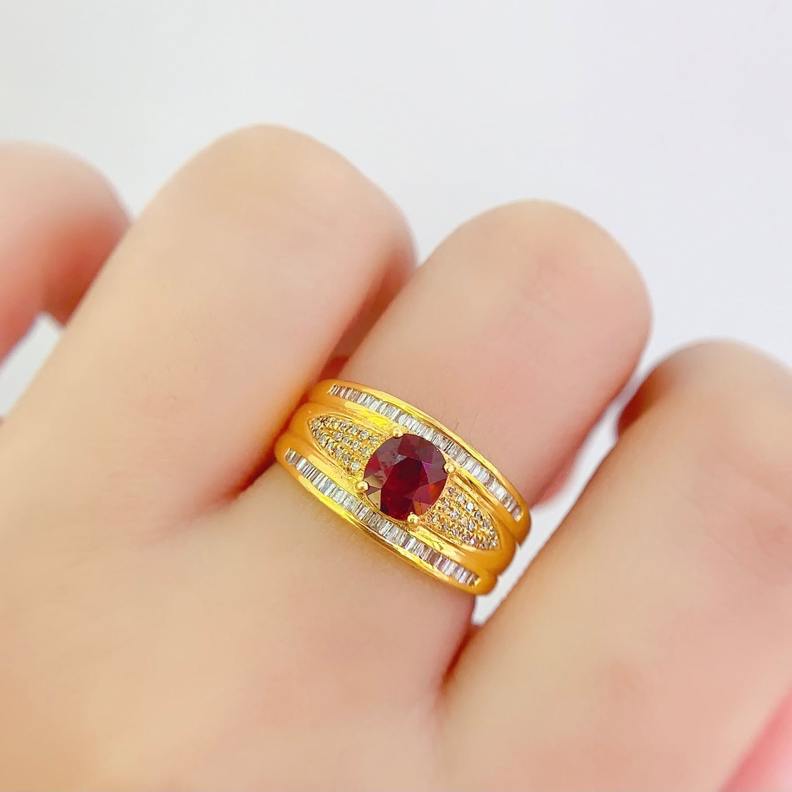 14k Gold 1 Ct Natural Ruby & Diamond Ring - 6