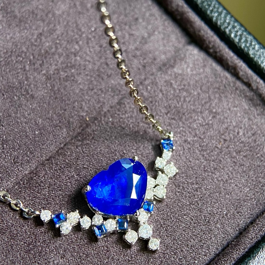 14k Gold 3.02 Ctw Natural Sapphire & Diamond Necklace - 2