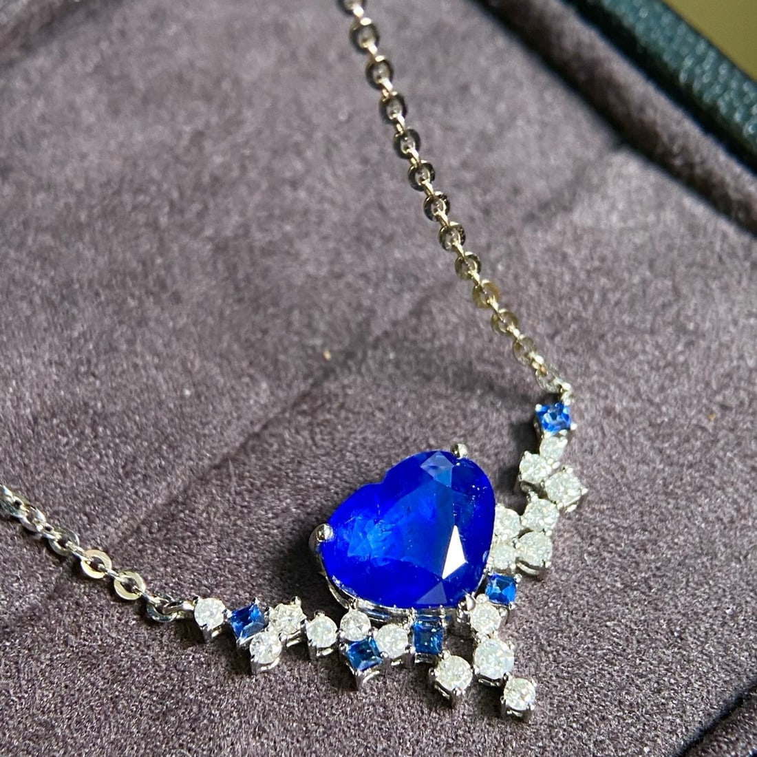 14k Gold 3.02 Ctw Natural Sapphire & Diamond Necklace - 3