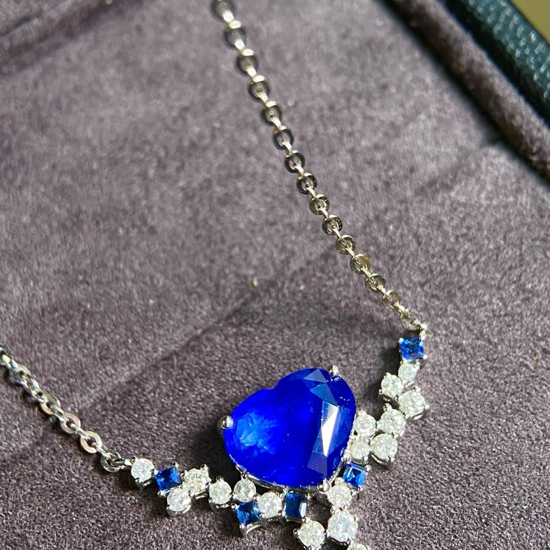 14k Gold 3.02 Ctw Natural Sapphire & Diamond Necklace - 4
