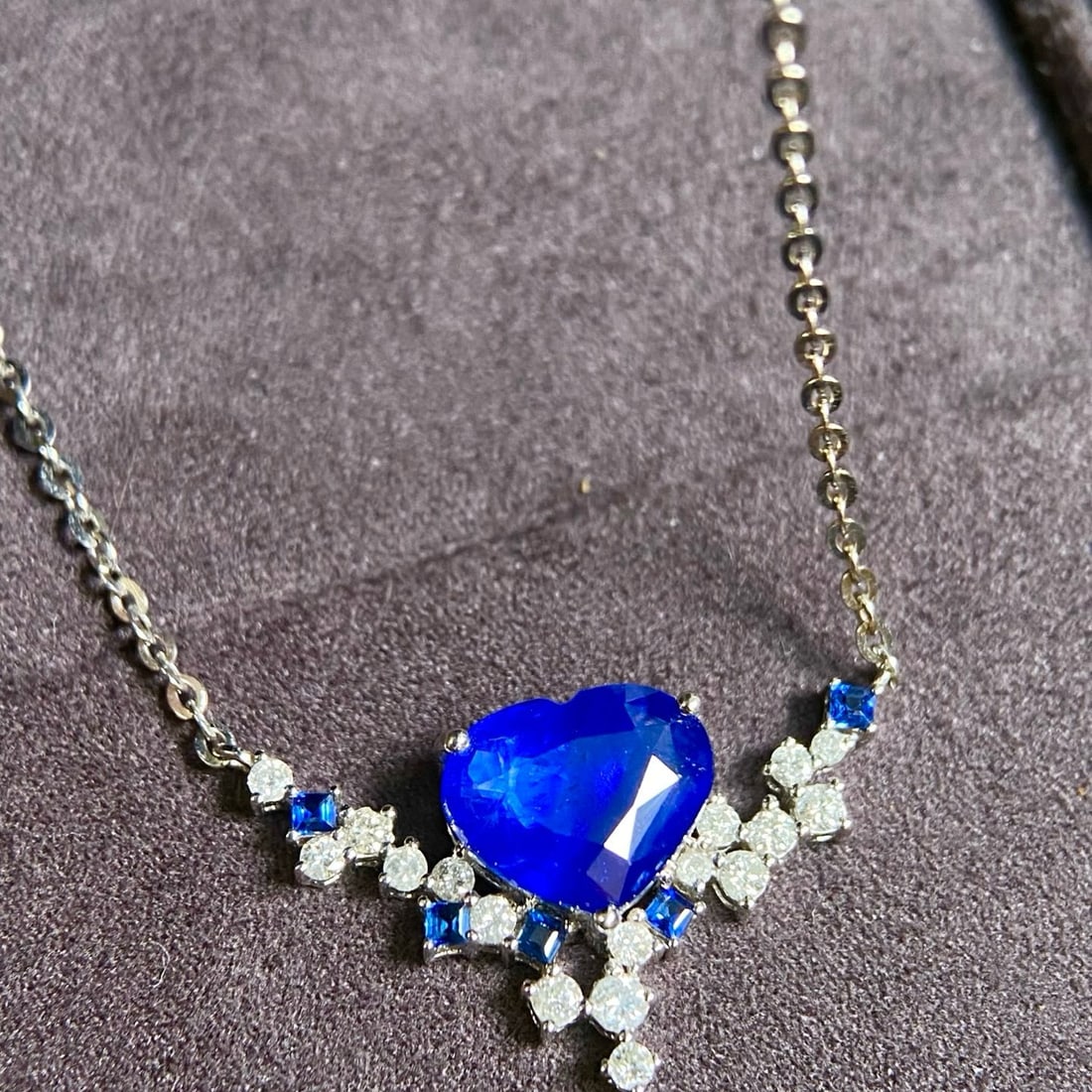 14k Gold 3.02 Ctw Natural Sapphire & Diamond Necklace - 5