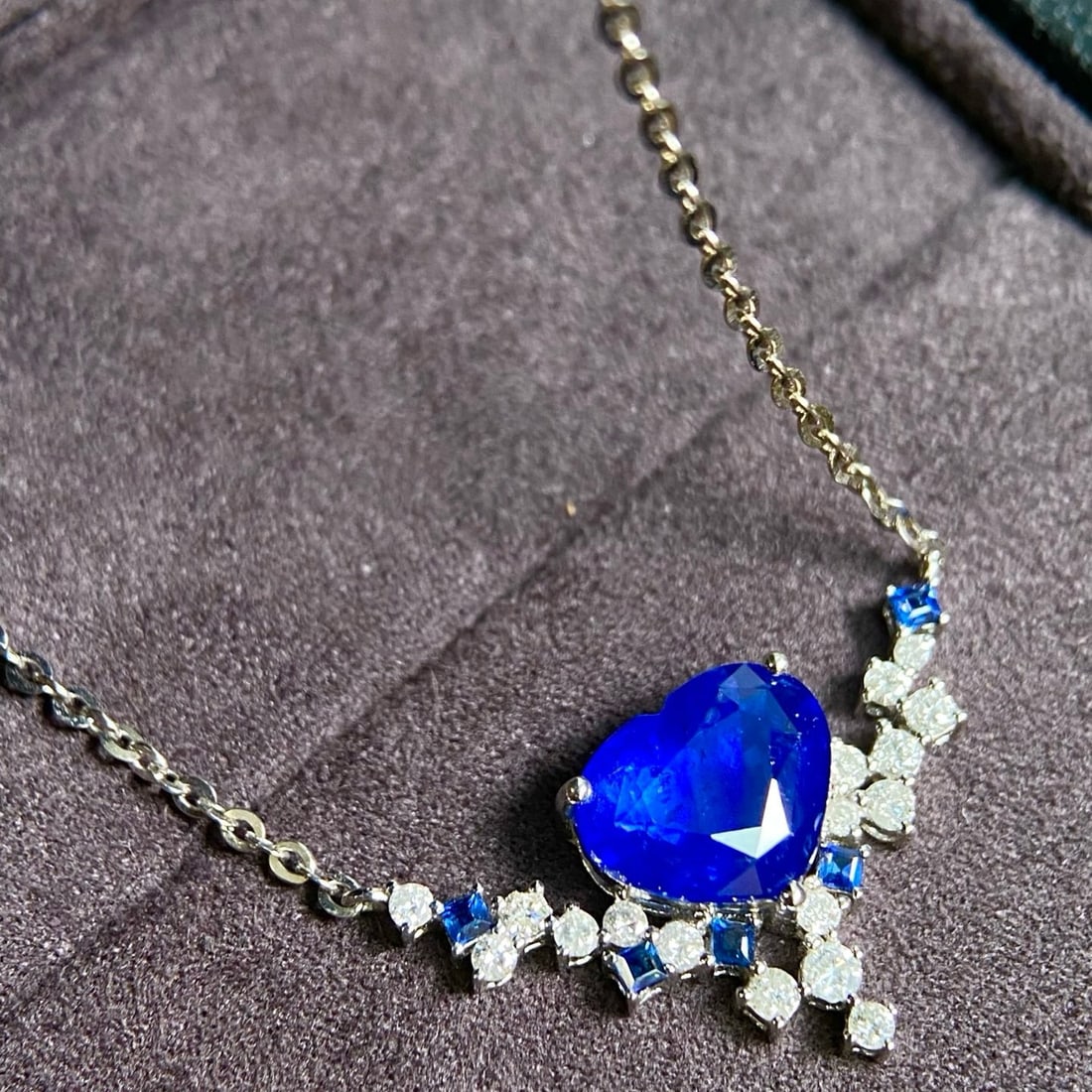 14k Gold 3.02 Ctw Natural Sapphire & Diamond Necklace - 6
