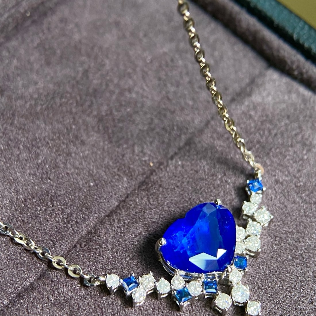 14k Gold 3.02 Ctw Natural Sapphire & Diamond Necklace - 7