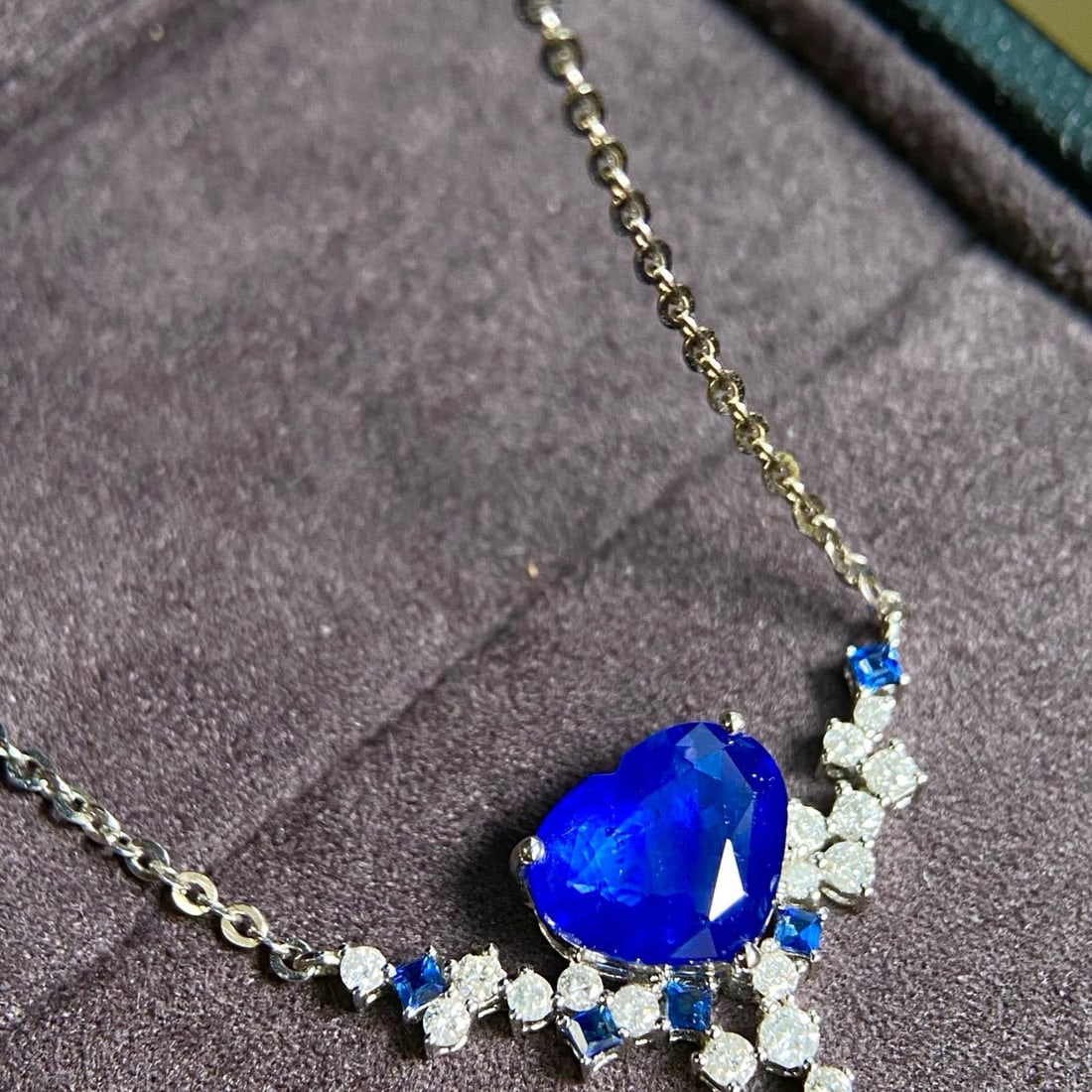 14k Gold 3.02 Ctw Natural Sapphire & Diamond Necklace - 8
