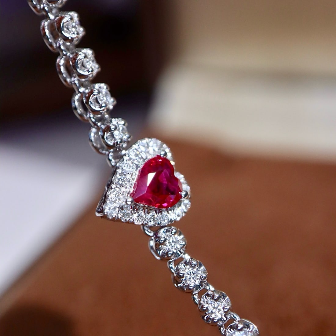 14k Gold 0.59 Ctw Natural Ruby & Diamond Bracelet (1 of 6)