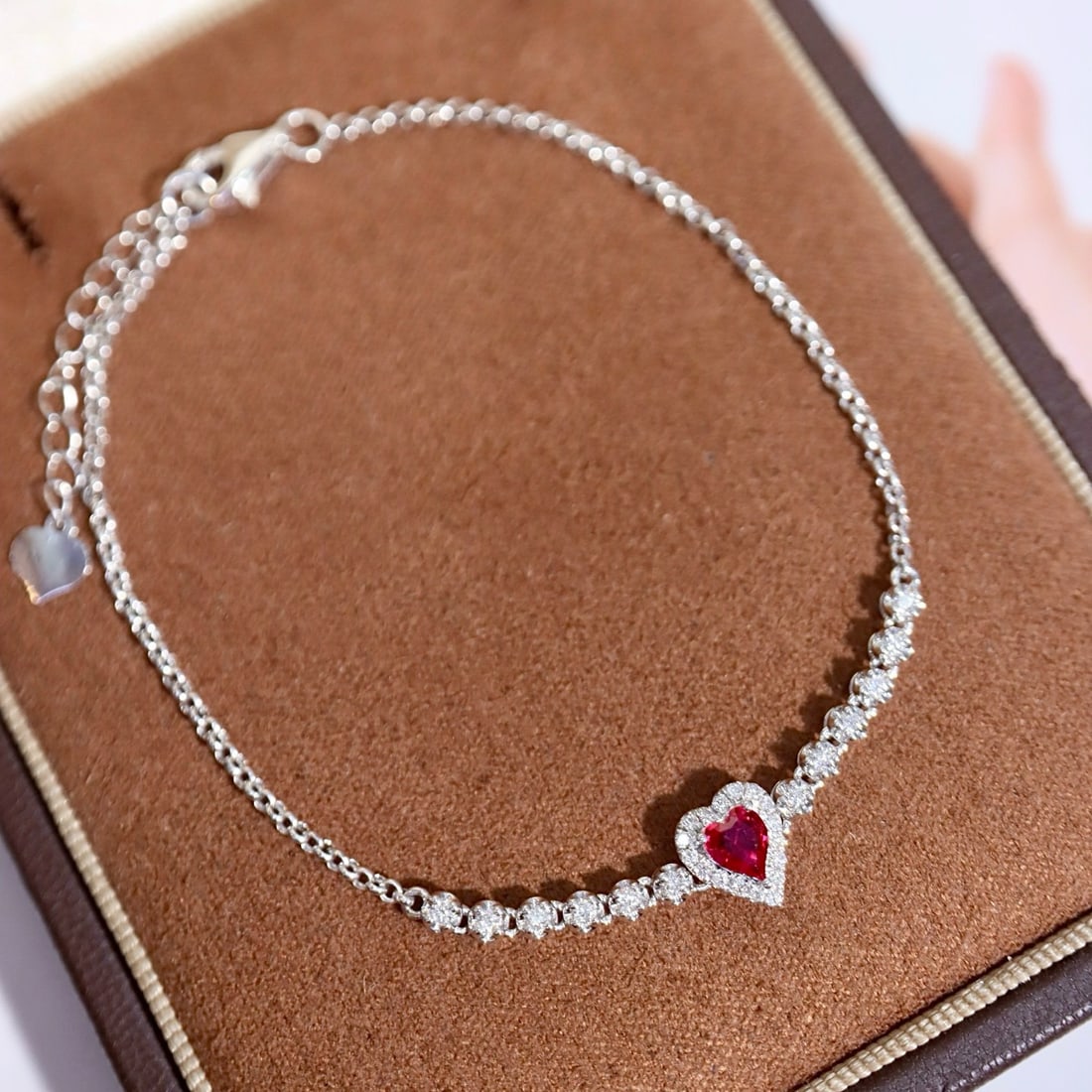 14k Gold 0.59 Ctw Natural Ruby & Diamond Bracelet - 2