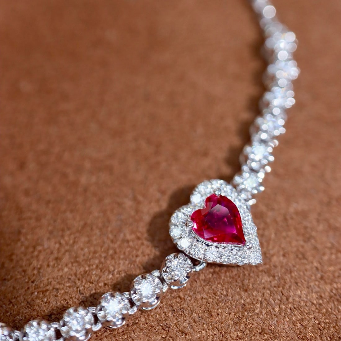 14k Gold 0.59 Ctw Natural Ruby & Diamond Bracelet - 3