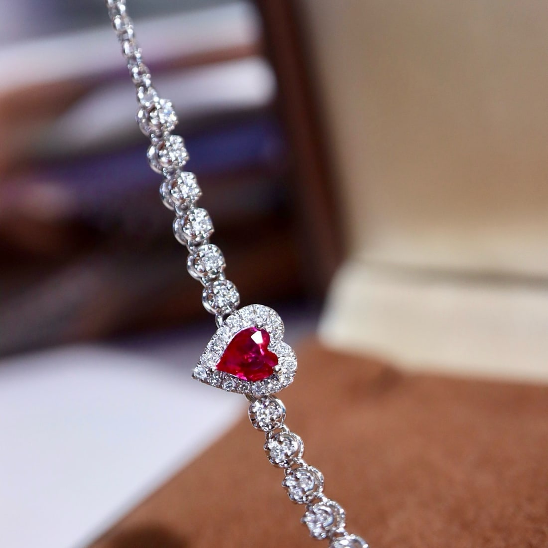 14k Gold 0.59 Ctw Natural Ruby & Diamond Bracelet - 5
