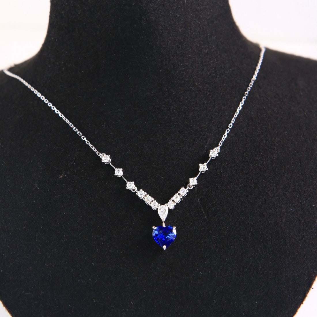 14k Gold 1.09 Ctw Natural Sapphire & Diamond Necklace - 5