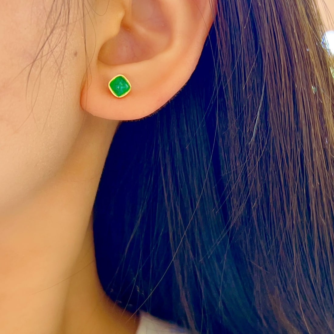 14k Gold 1.22 Ct Natural Emerald Earrings - 6