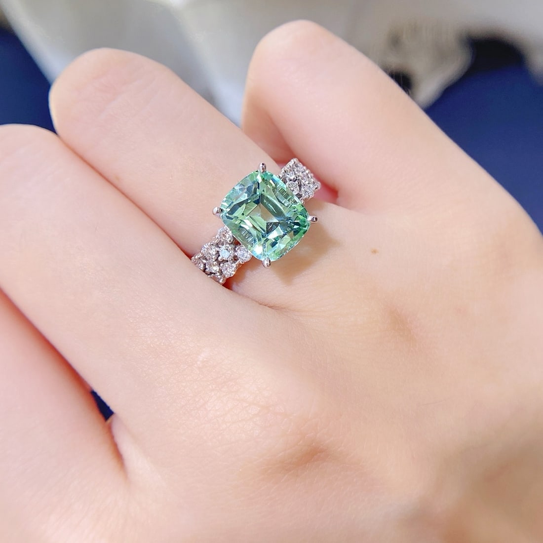 14k Gold 7.21 Ctw Natural Tourmaline & Lab Grown Diamond Ring - 5