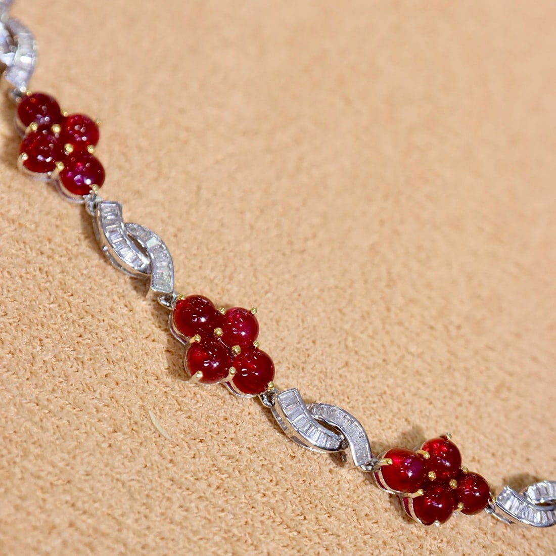 14k Gold 25.28 Ctw Vivid Red Natural Ruby & Diamond Bracelet - 6