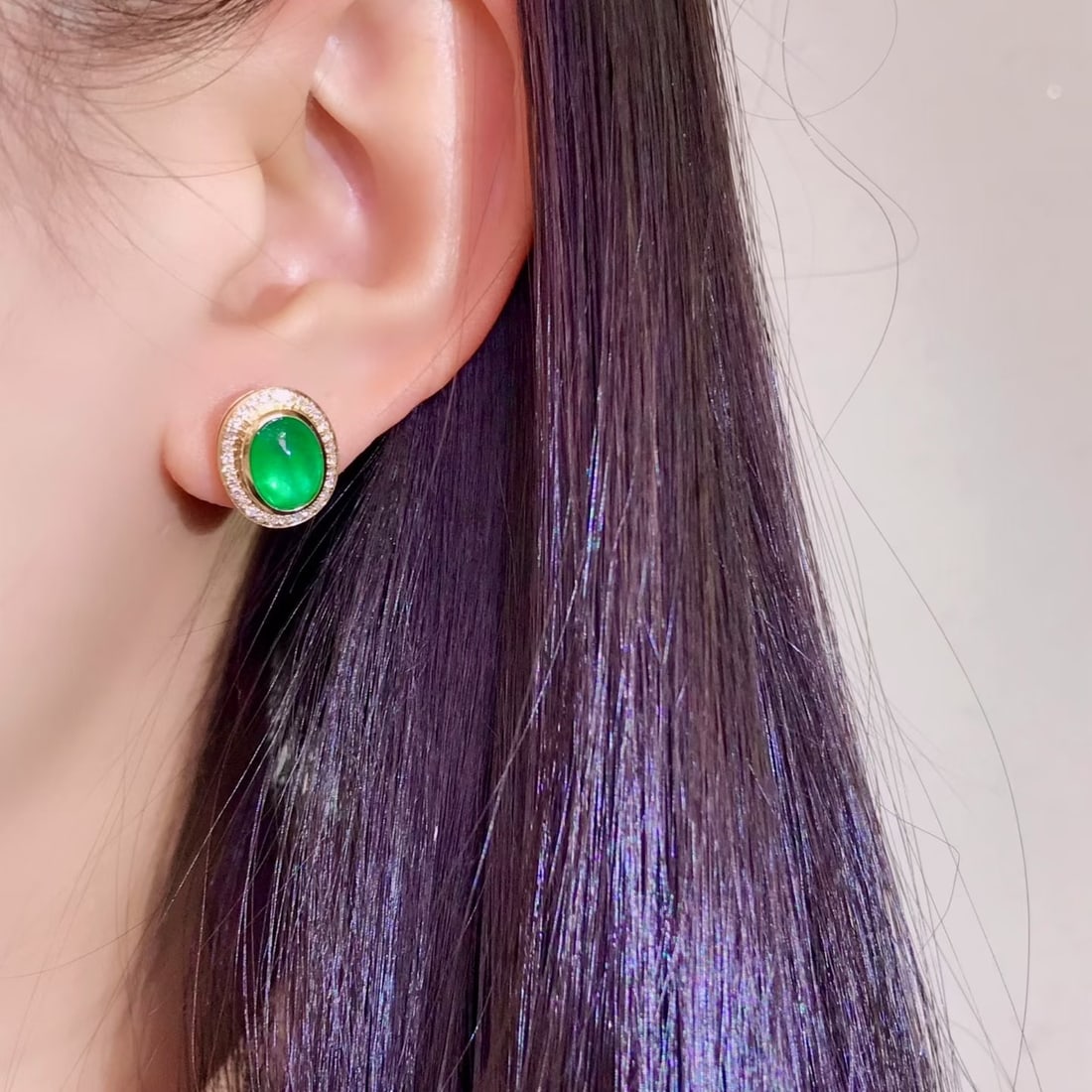 14k Gold 4.9 Ctw Natural Emerald & Diamond Earrings - 4