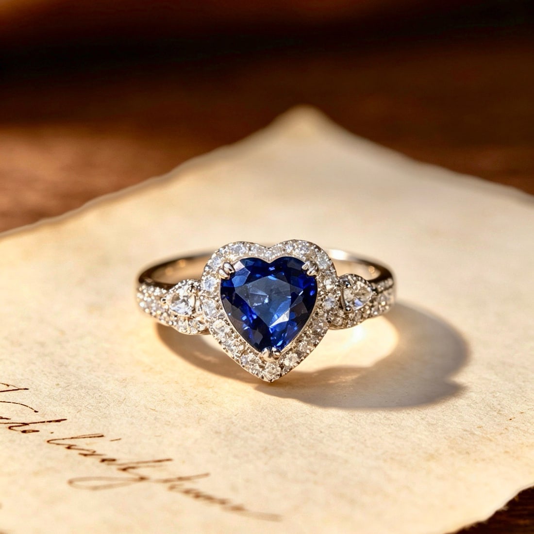 14k Gold 1.52 Ct Natural Sapphire & Diamond Ring: Ref:231164204 // gold content:14k gold // ring size:7. 25us // // main gemstone:sapphire // shape:heart // carat weight:1. 52ct // color:blue // treatment:natural // // adjacent gemstone 2 : diamond