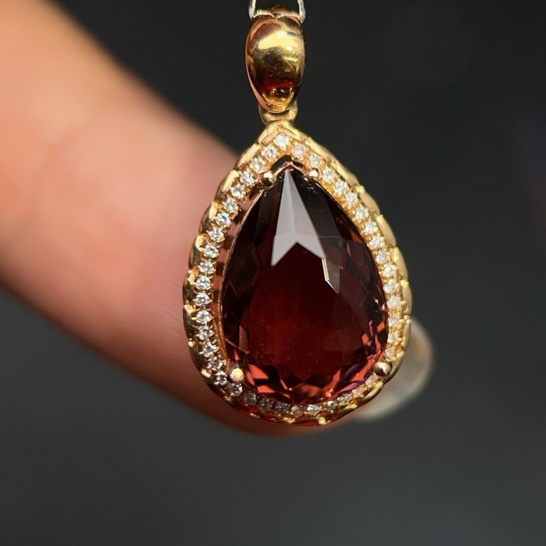 14k Gold 6.48 Ctw Natural Tourmaline & Diamond Pendant( Without Chain ) - 2