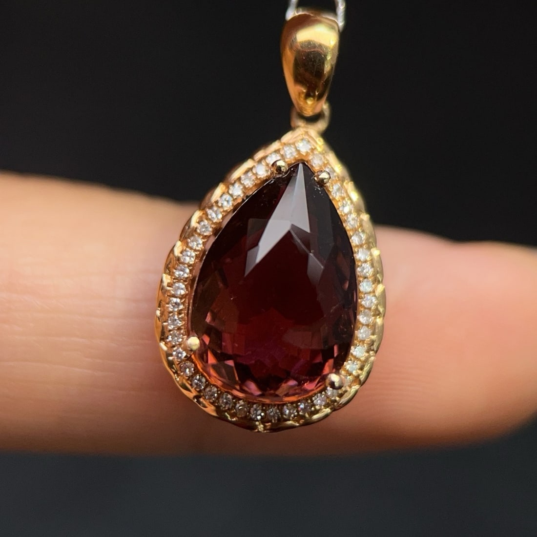 14k Gold 6.48 Ctw Natural Tourmaline & Diamond Pendant( Without Chain ) - 3