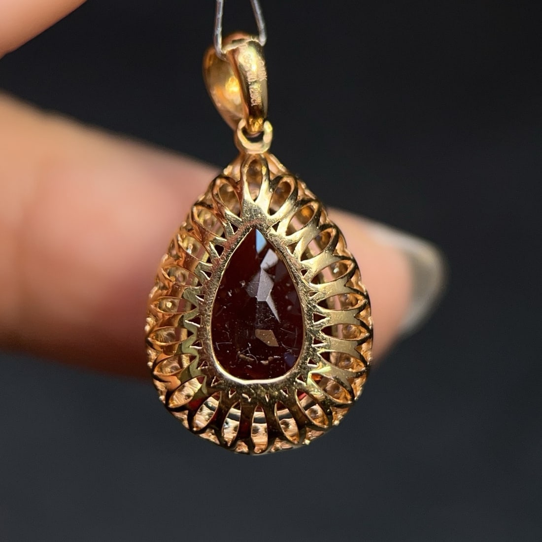14k Gold 6.48 Ctw Natural Tourmaline & Diamond Pendant( Without Chain ) - 4