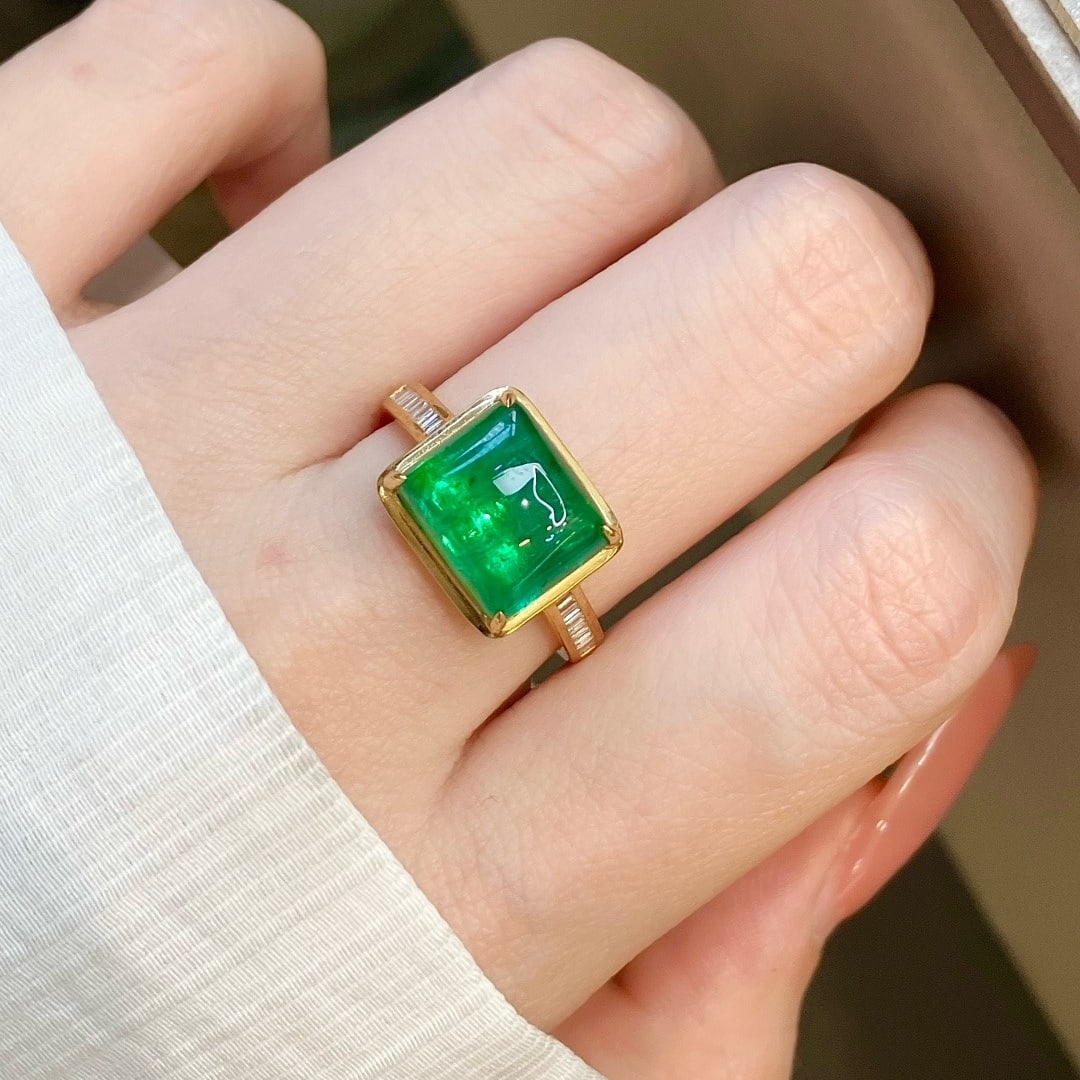 14k Gold 5.14 Ctw Natural Emerald & Diamond Ring - 5